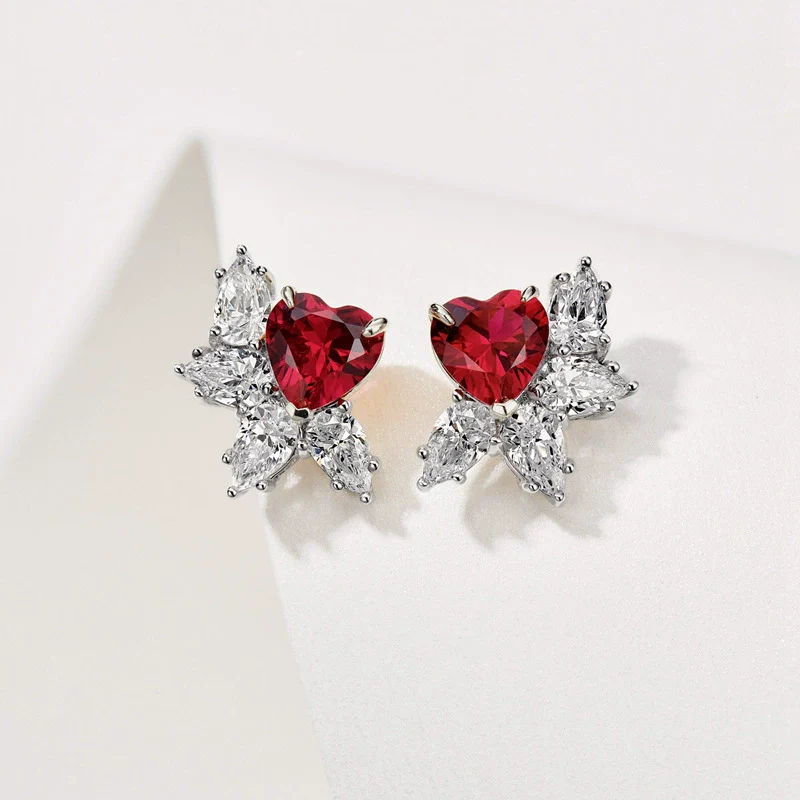 Wholesale Women's Copper Loveshaped Water Drop Flower Earrings With Electroplating Treatment And Floral Design - Image 2