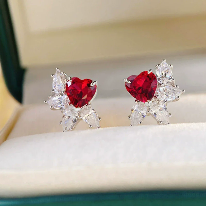 Wholesale Women's Copper Loveshaped Water Drop Flower Earrings With Electroplating Treatment And Floral Design - Image 3