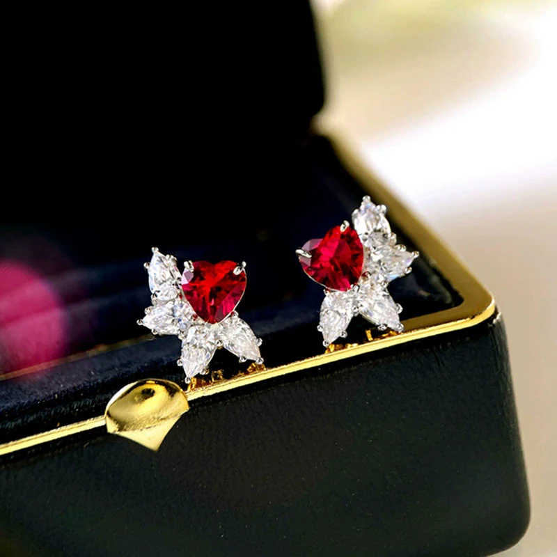Wholesale Women's Copper Loveshaped Water Drop Flower Earrings With Electroplating Treatment And Floral Design - Image 5