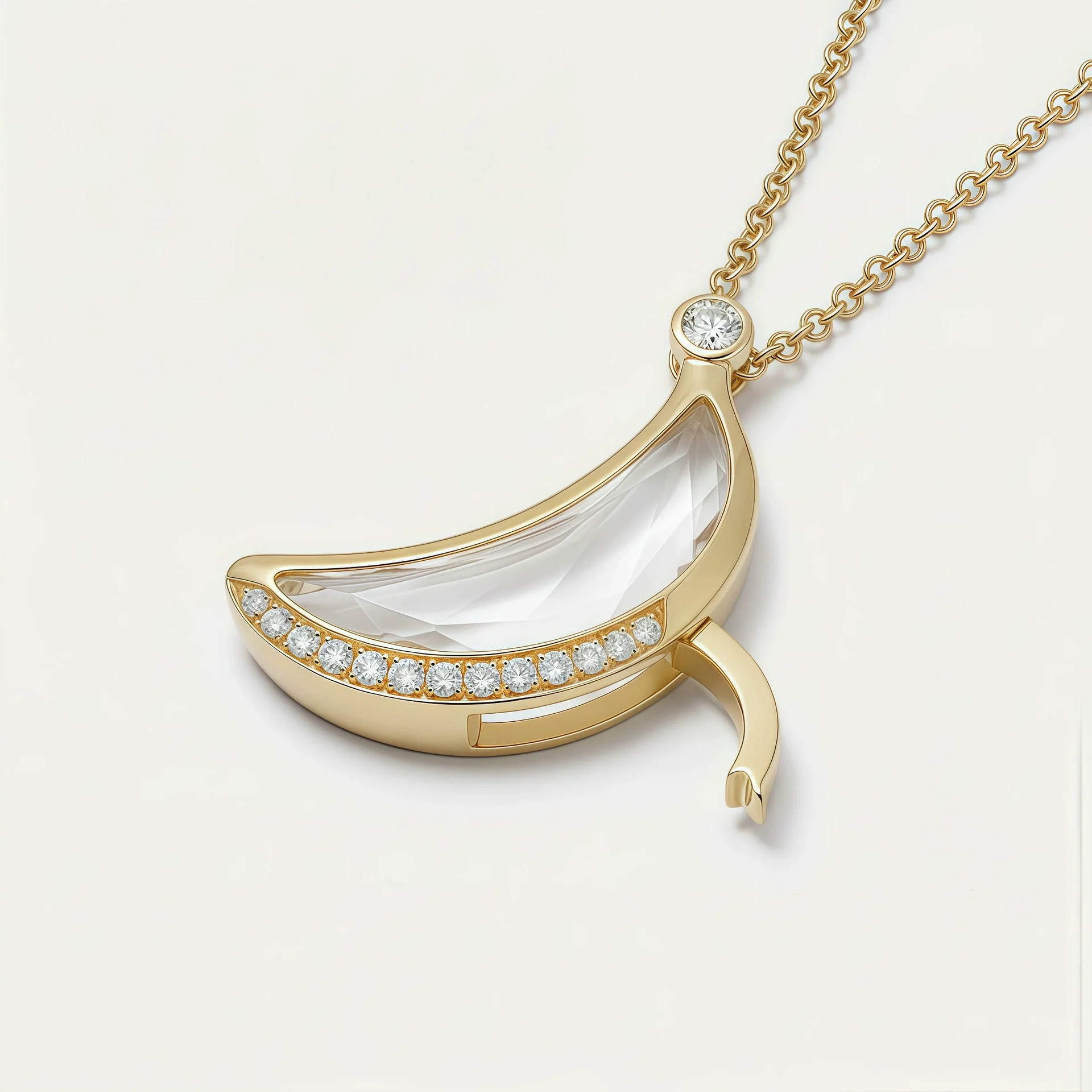Wholesale Women's Copper Moon Pendant Necklace With Ochain 18K Gold Electroplated Jewelry - Image 3