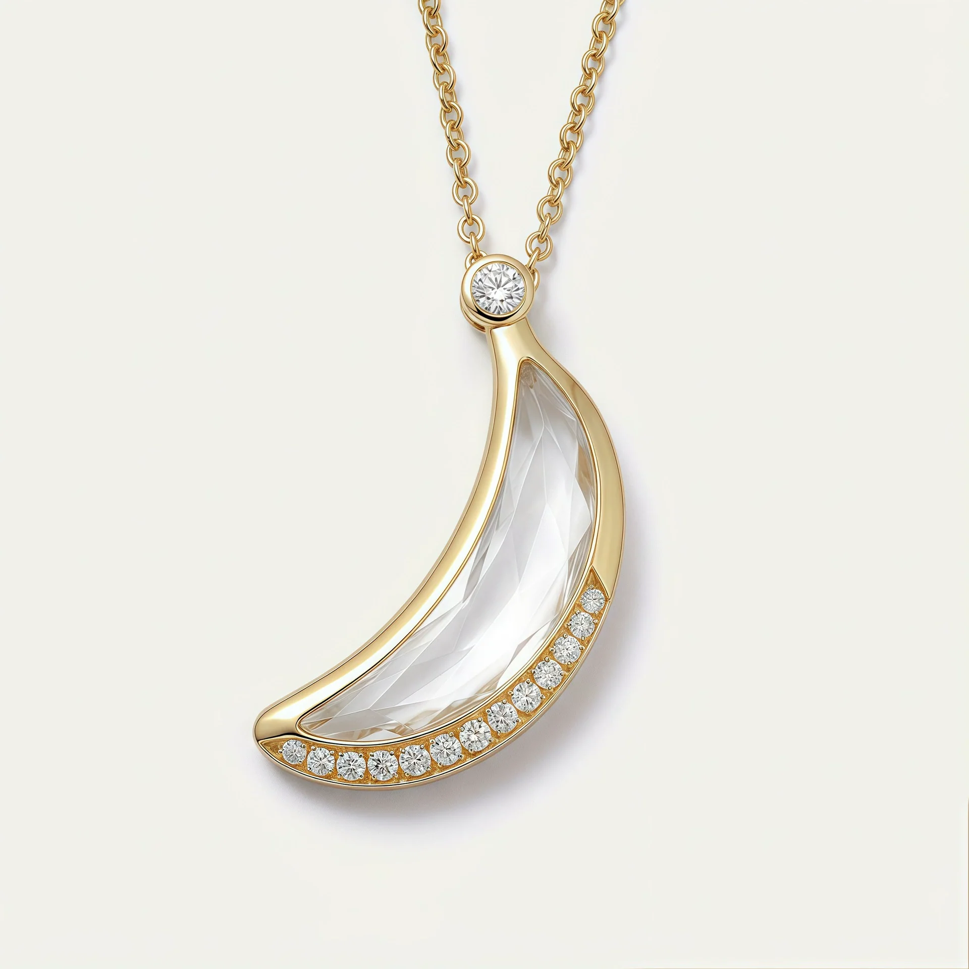 Wholesale Women's Copper Moon Pendant Necklace With Ochain 18K Gold Electroplated Jewelry - Image 5