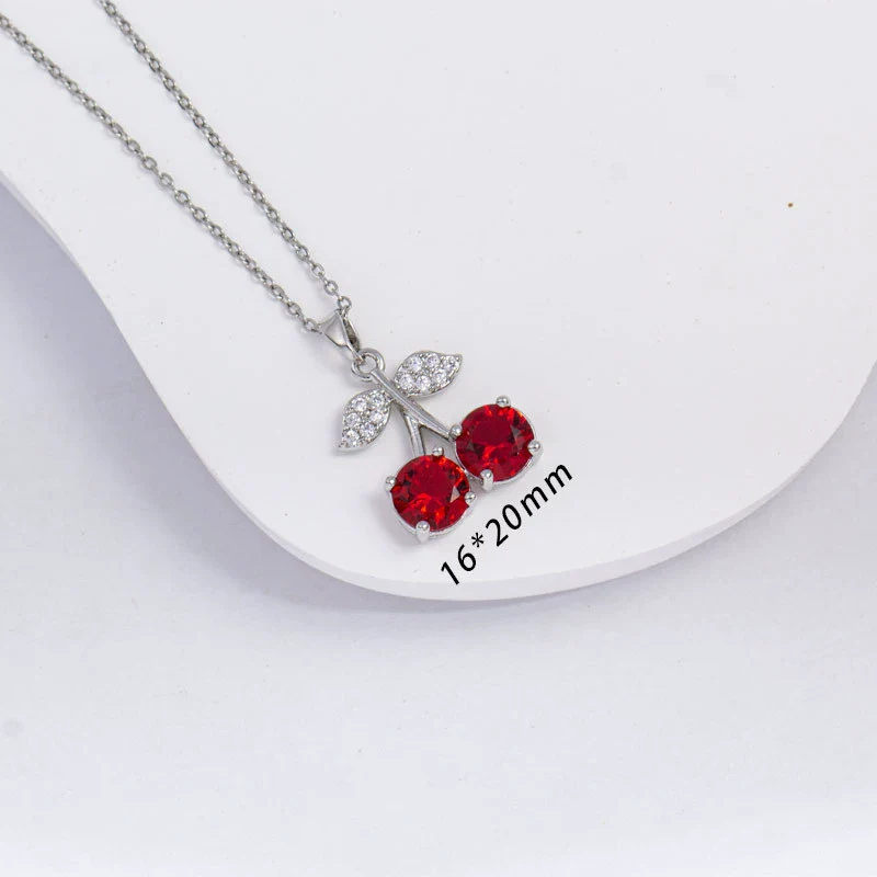 Wholesale Women's Copper Necklace With Fruit Shape And Mixed Gemstone Setting Electroplated Design - Image 7