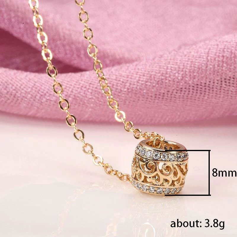 Wholesale Women's Copper Pendant Necklace With Mixed Gem Inlay Leaves Wave Pattern Hollowout Design Ochain - Image 5