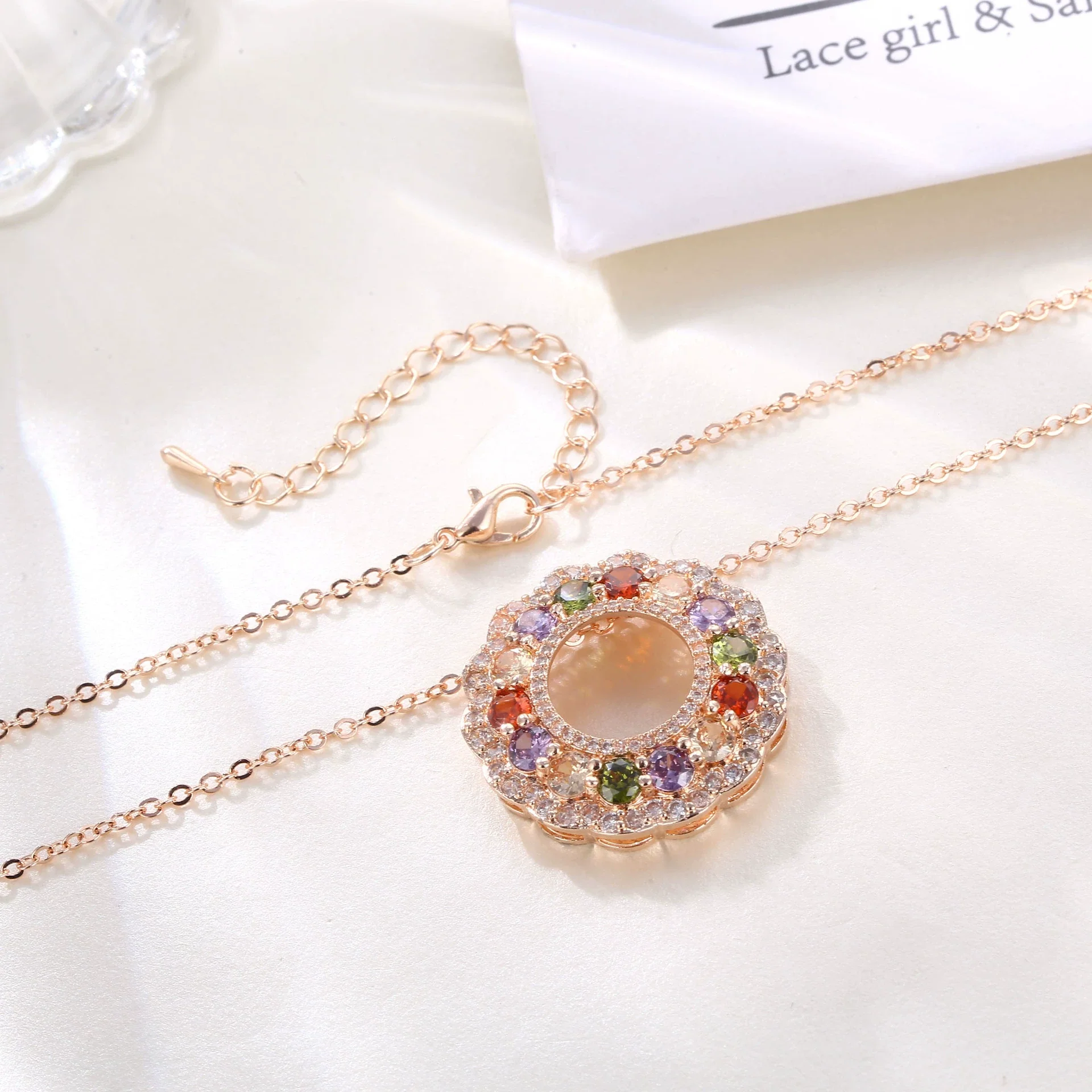 Wholesale Women's Copper Planet Pendant Necklace With Zirconia Ochain Geometric Letters Numbers Text Design - Image 2