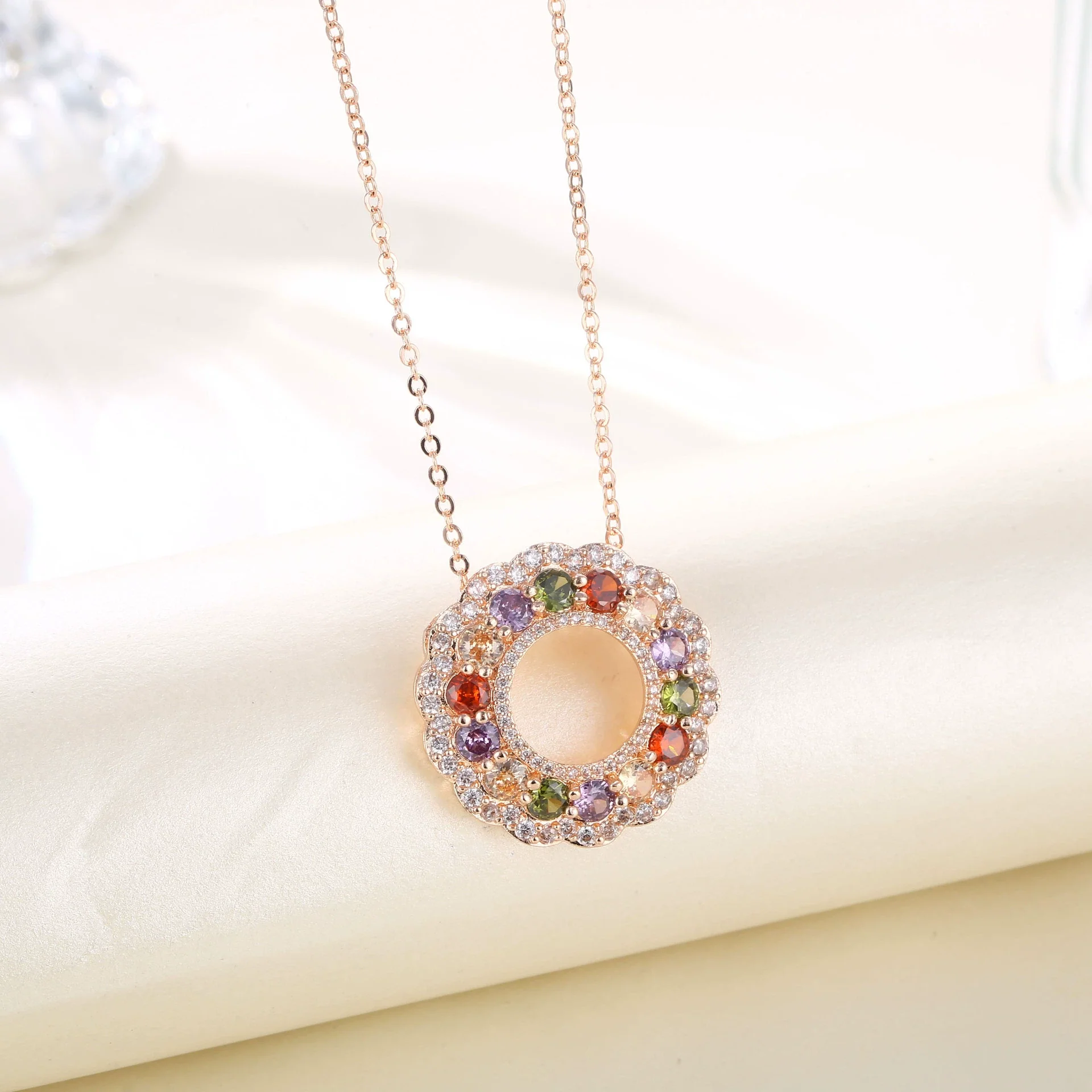 Wholesale Women's Copper Planet Pendant Necklace With Zirconia Ochain Geometric Letters Numbers Text Design - Image 4