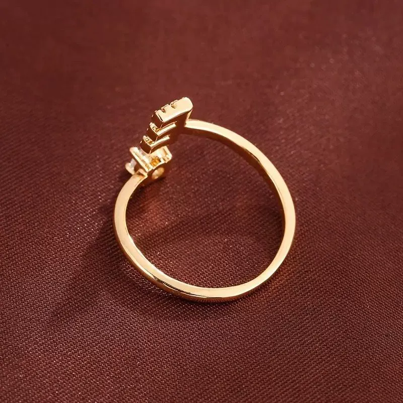 Wholesale Women's Copper Ring With English Alphabet Microinlaid Zircon And Electroplating Fashion Style - Image 3