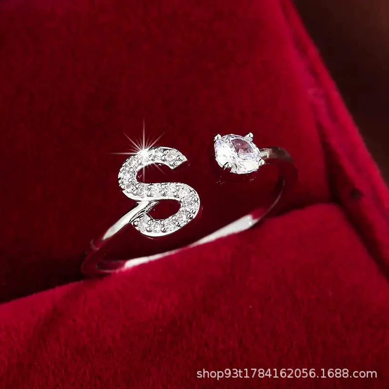 Wholesale Women's Copper Ring With English Alphabet Microinlaid Zircon And Electroplating Fashion Style - Image 50