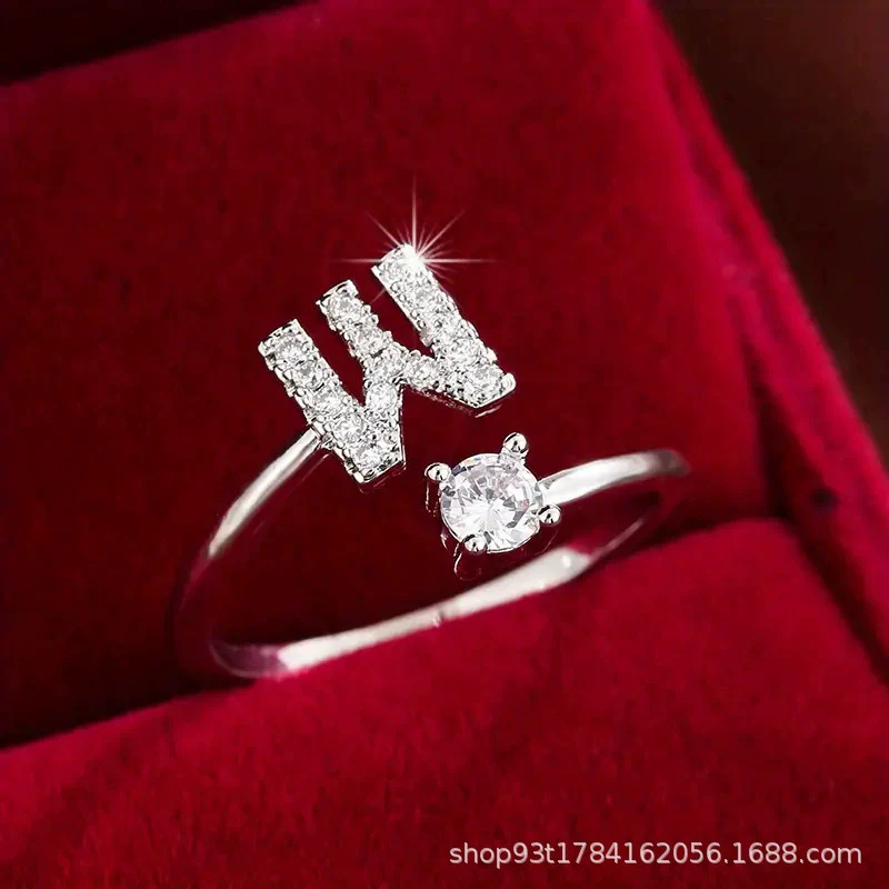 Wholesale Women's Copper Ring With English Alphabet Microinlaid Zircon And Electroplating Fashion Style - Image 54