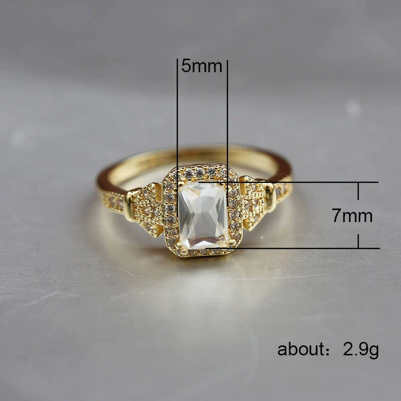Wholesale Women's Copper Square Zircon Micro Set Geometric Ring - Image 5