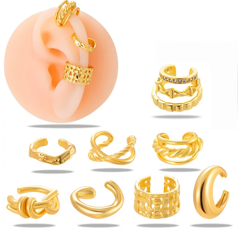 Wholesale Women's Copper Ushape Electroplated Ear Clip Without Ear Hole Puncture