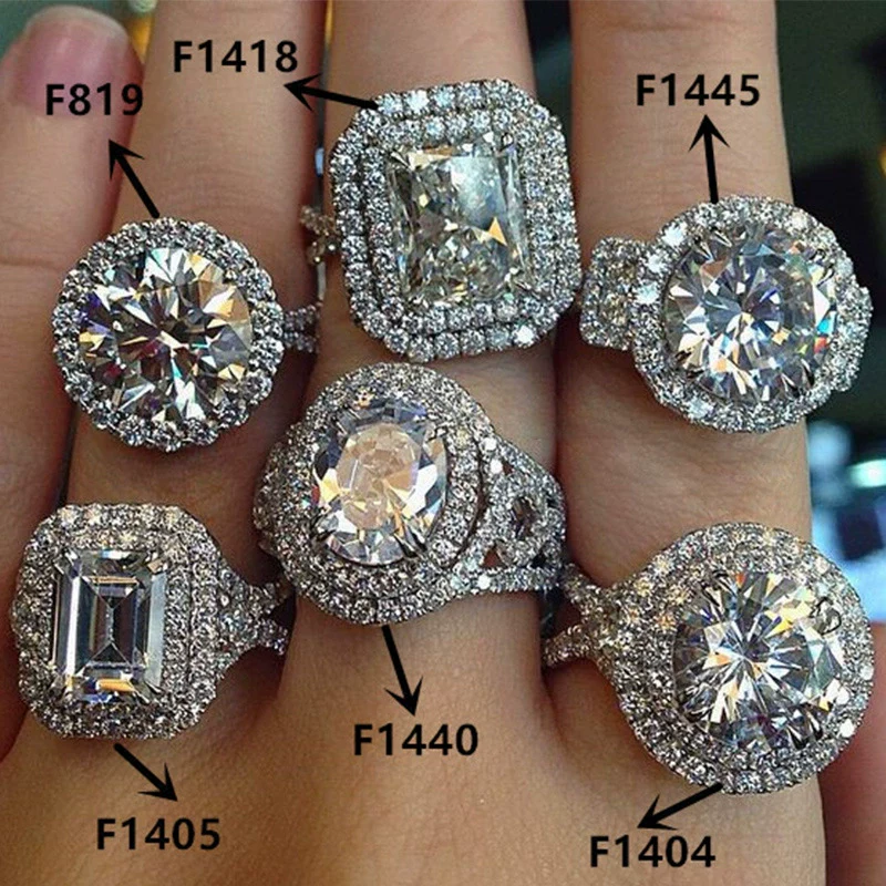 Wholesale Women's Copper Wedding Ring With Geometric Pattern Hand Inlaid Zircon And Platinum Plated
