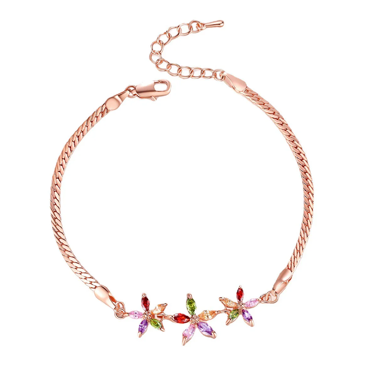 Wholesale Women's Copper Zircon Electroplated Flower Star Pattern Bracelet Jewelry - Image 5