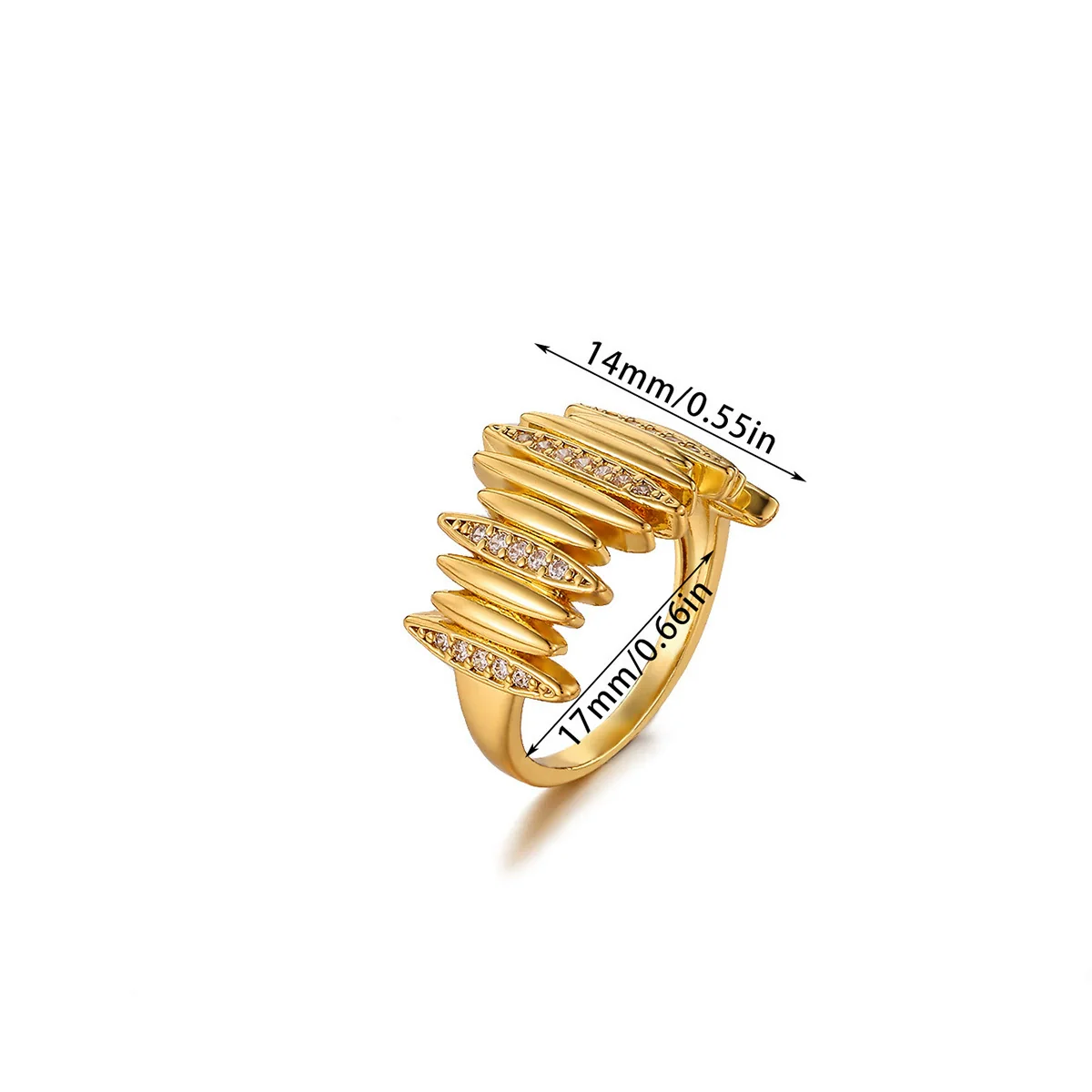 Wholesale Women's Copper Zircon Fruitshaped Ring 18K Gold Plated Inlaid With Gold Light Luxury Geometric Style Accessories - Image 13