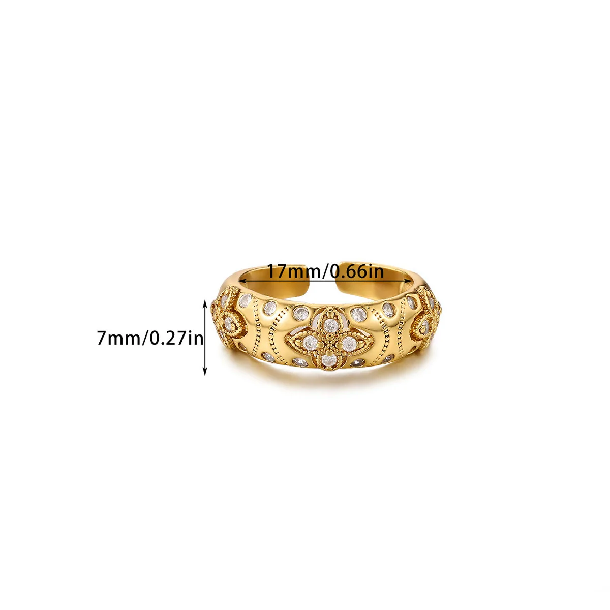 Wholesale Women's Copper Zircon Fruitshaped Ring 18K Gold Plated Inlaid With Gold Light Luxury Geometric Style Accessories - Image 14