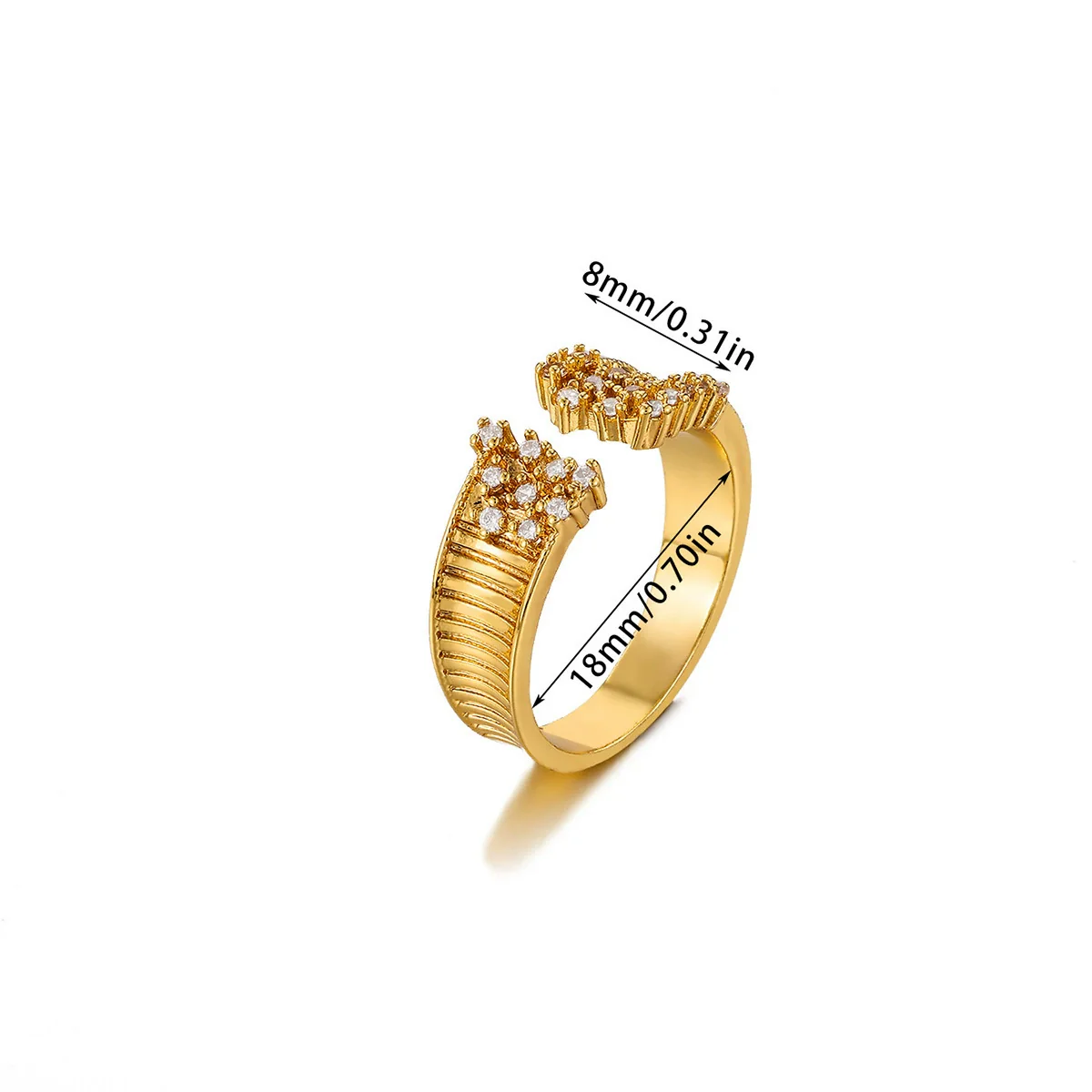 Wholesale Women's Copper Zircon Fruitshaped Ring 18K Gold Plated Inlaid With Gold Light Luxury Geometric Style Accessories - Image 15