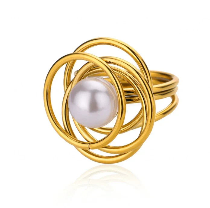 Wholesale Women's Copper Zircon Fruitshaped Ring 18K Gold Plated Inlaid With Gold Light Luxury Geometric Style Accessories - Image 18