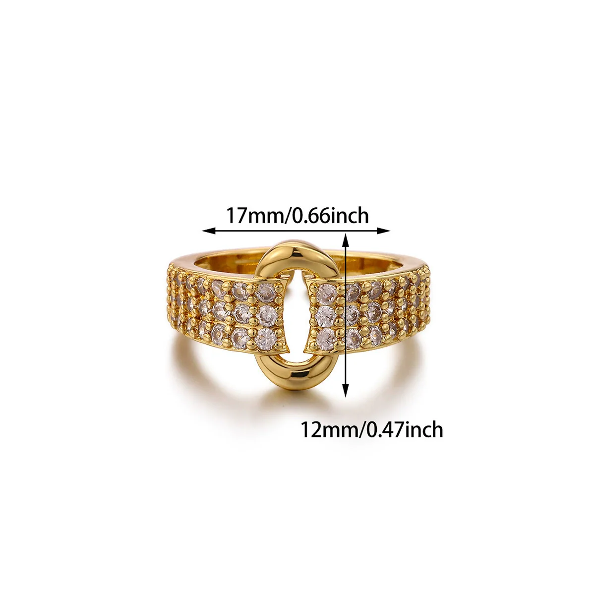 Wholesale Women's Copper Zircon Fruitshaped Ring 18K Gold Plated Inlaid With Gold Light Luxury Geometric Style Accessories - Image 5
