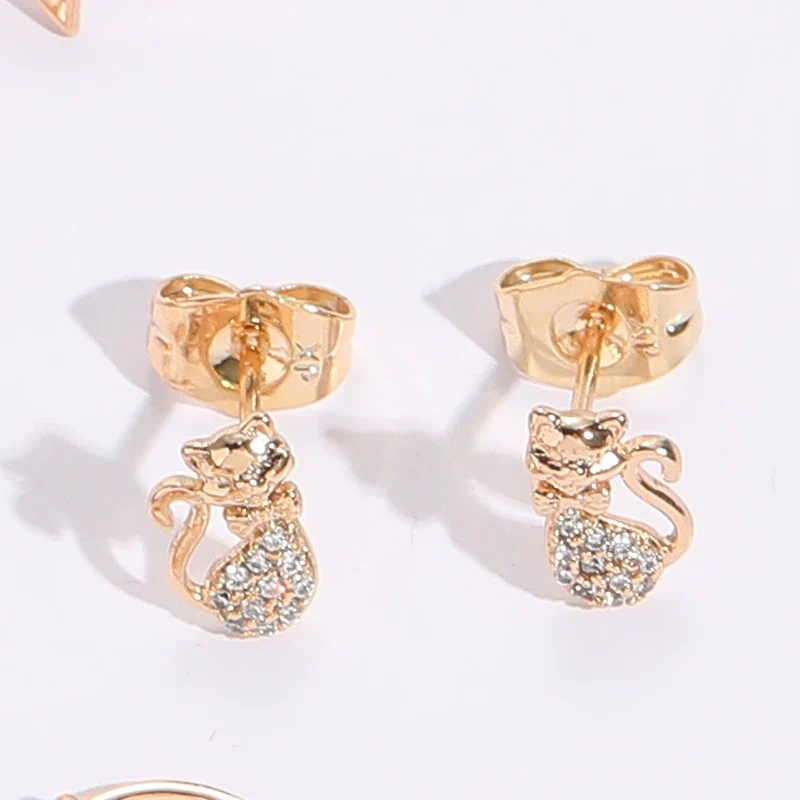 Wholesale Women's Copper Zircon Geometric Animal Pattern Electroplated Earrings - Image 10