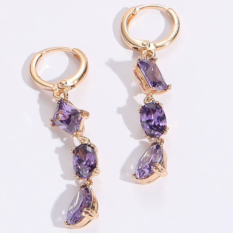 Wholesale Women's Copper Zircon Geometric Animal Pattern Electroplated Earrings - Image 11