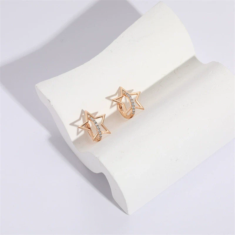 Wholesale Women's Copper Zircon Geometric Animal Pattern Electroplated Earrings - Image 3