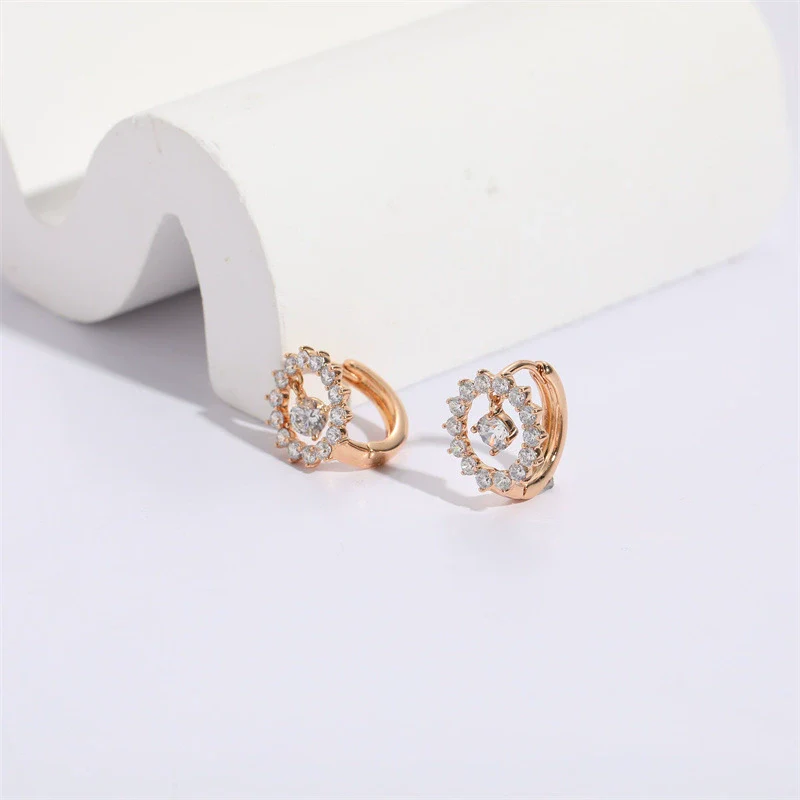 Wholesale Women's Copper Zircon Geometric Animal Pattern Electroplated Earrings - Image 4