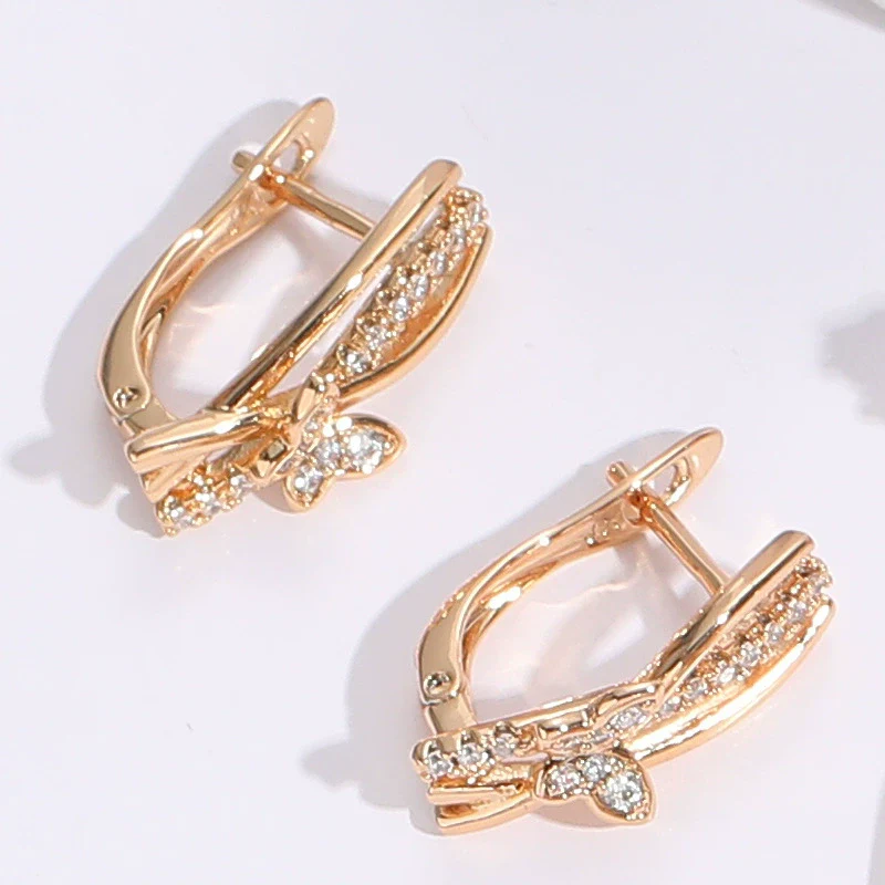 Wholesale Women's Copper Zircon Geometric Animal Pattern Electroplated Earrings - Image 9