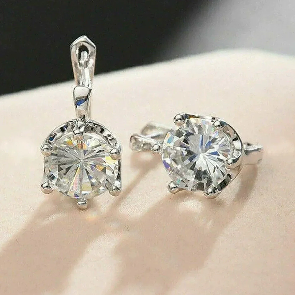 Wholesale Women's Copper Zircon Geometric Round Earrings - Image 3