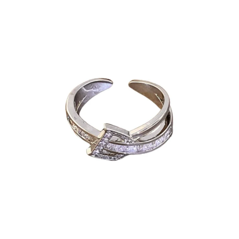 Wholesale Women's Copper Zircon Letter Double Open Finger Ring - Image 5