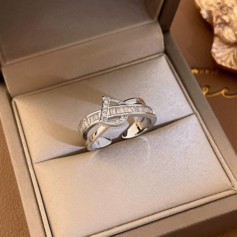 Wholesale Women's Copper Zircon Letter Double Open Finger Ring - Image 6