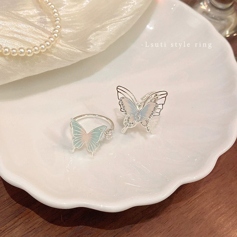 Wholesale Women's Copper Zircon Ring With Butterfly Animal Pattern And Electroplating Design - Image 2