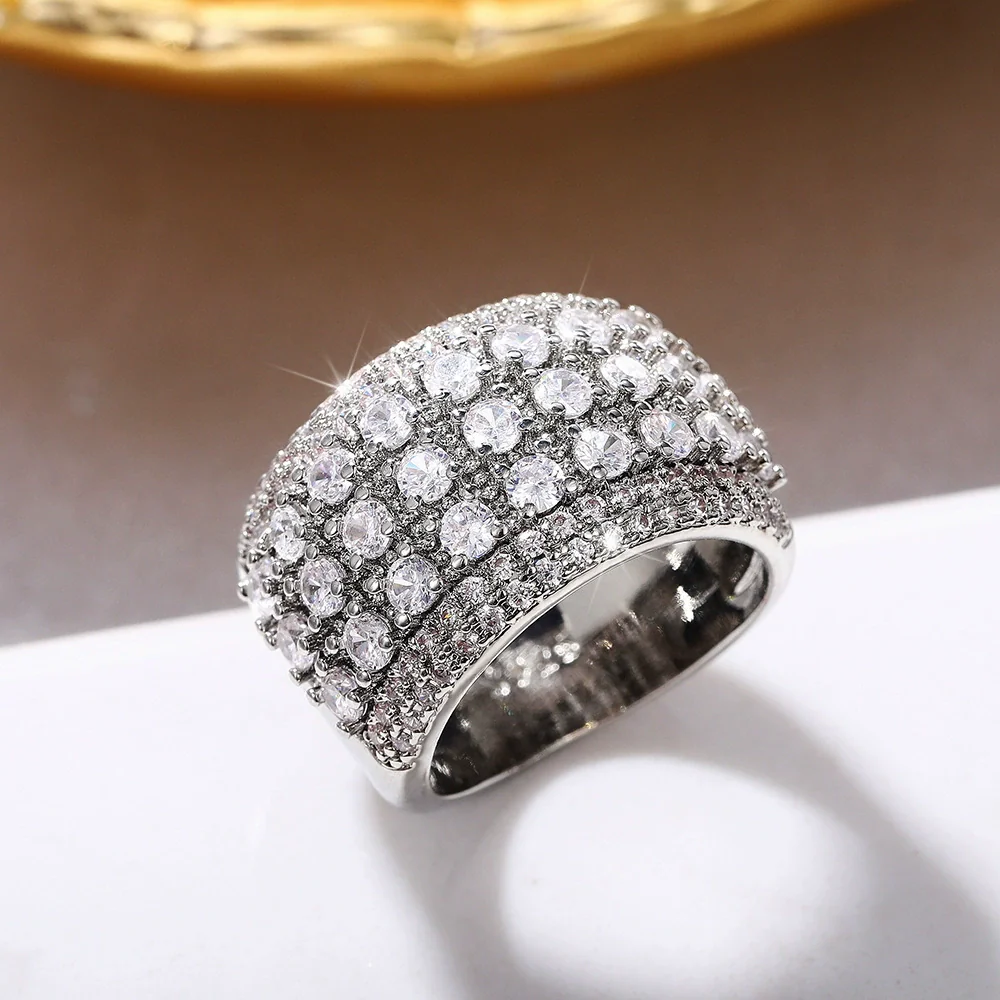 Wholesale Women's Copper Zircon Ring With Geometric Design