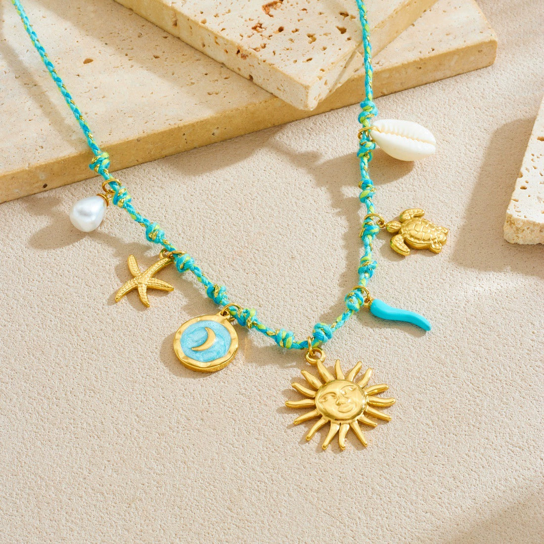 Wholesale Women's Creamy Sweet Minimalist Star Pattern Stainless Steel Goldplated Pendant Necklace - Image 2