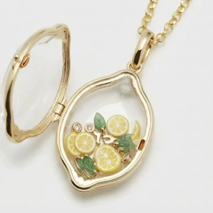 Wholesale Women's Creamy Sweet Style Lemon Shaped Copper Electroplated Pendant Necklace With Regular Chain - Image 3