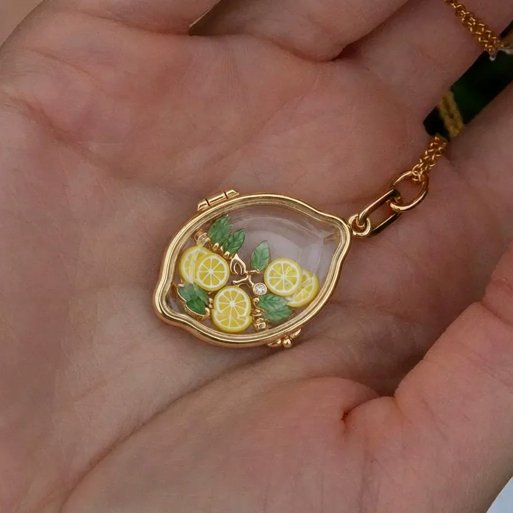 Wholesale Women's Creamy Sweet Style Lemon Shaped Copper Electroplated Pendant Necklace With Regular Chain - Image 4
