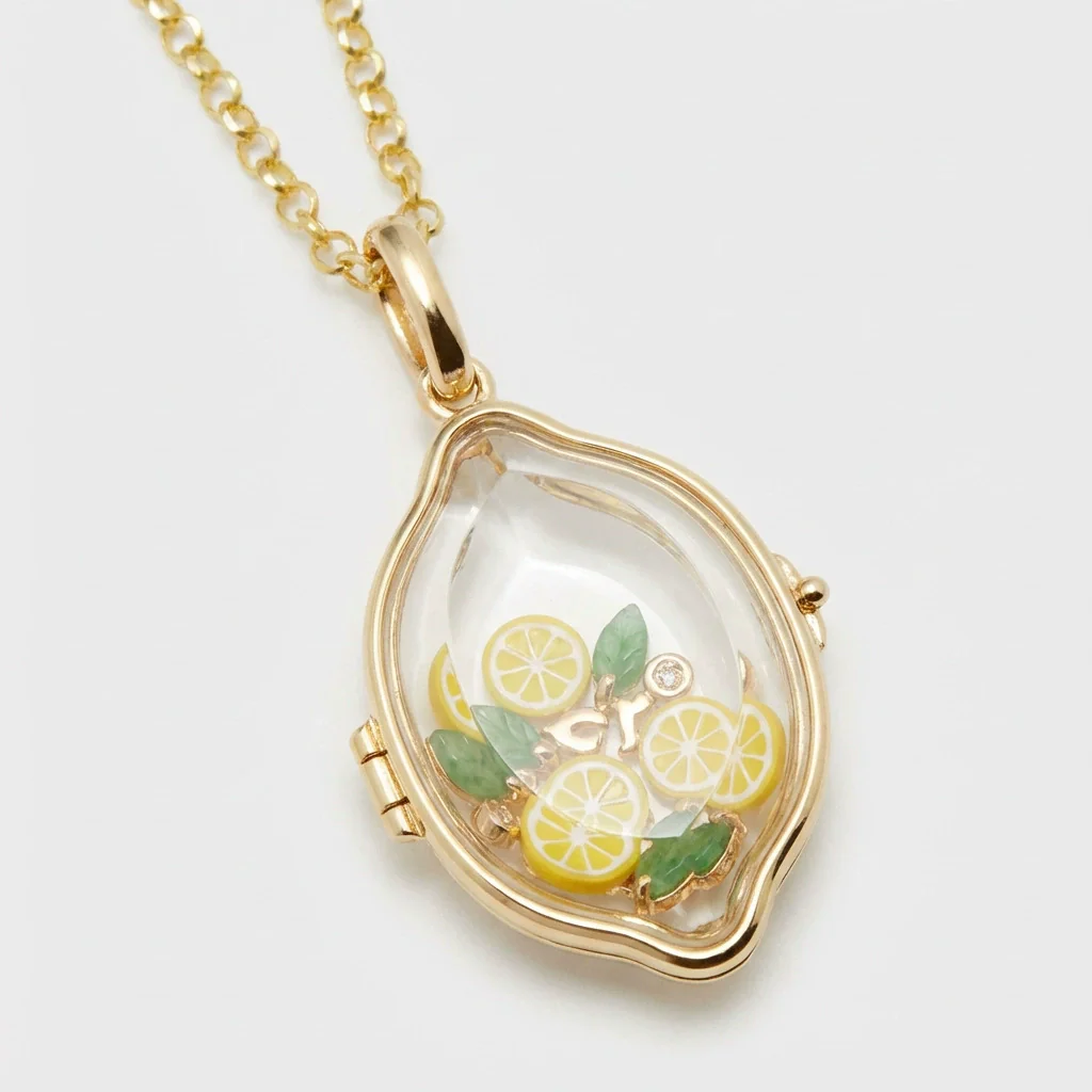 Wholesale Women's Creamy Sweet Style Lemon Shaped Copper Electroplated Pendant Necklace With Regular Chain - Image 5