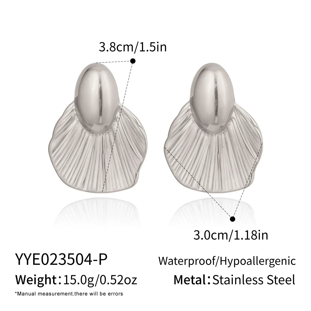 Wholesale Women's Creative Geometric Asymmetrical Striped Leaf Stainless Steel Earrings With Pvd Furnace Vacuum Real Gold Plating Jewelry Accessories - Image 7