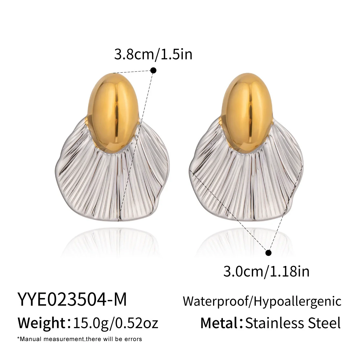Wholesale Women's Creative Geometric Asymmetrical Striped Leaf Stainless Steel Earrings With Pvd Furnace Vacuum Real Gold Plating Jewelry Accessories - Image 8