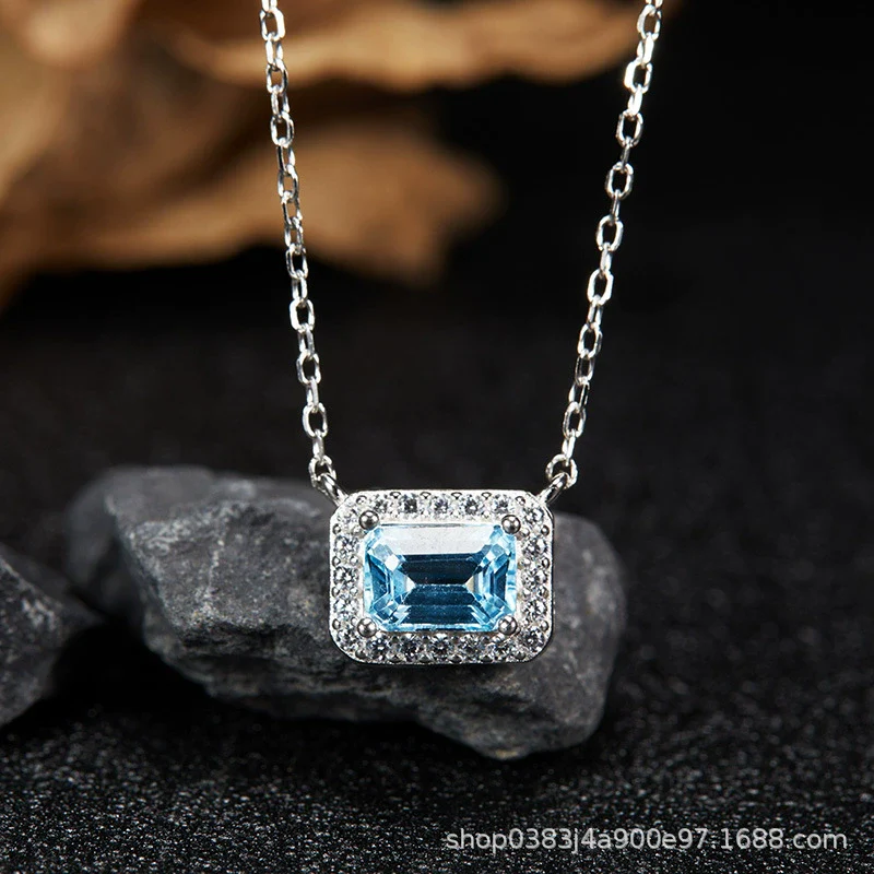 Wholesale Women's Crystal And 925 Sterling Silver Geometric Style Necklace Pendant Set With Gems And Cross Chain - Image 34