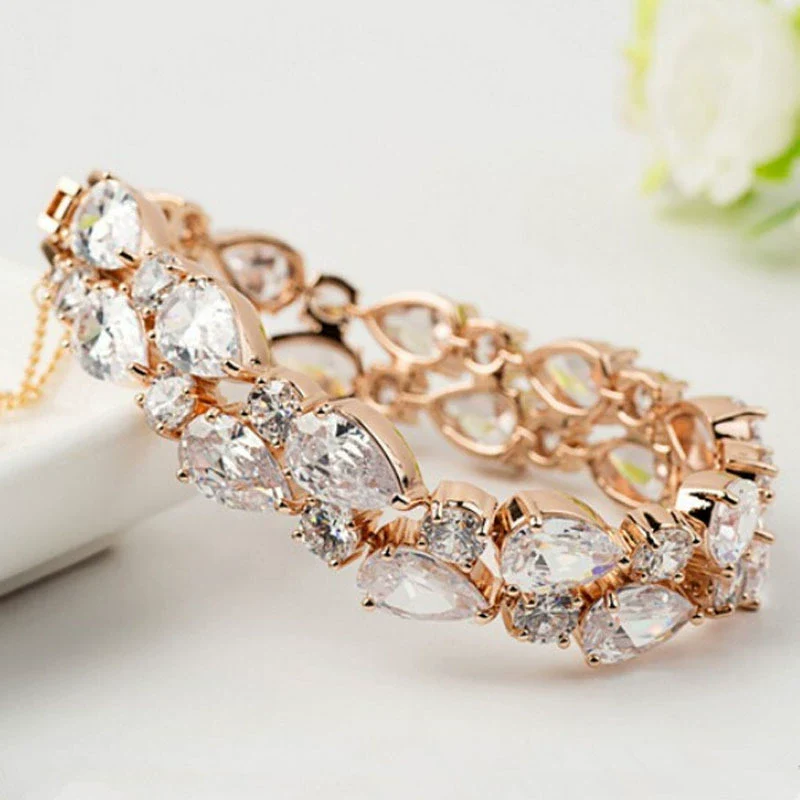 Wholesale Women's Crystal Bracelet With Drop Shape Made Of Environmental Protection Copper And Glass - Image 3