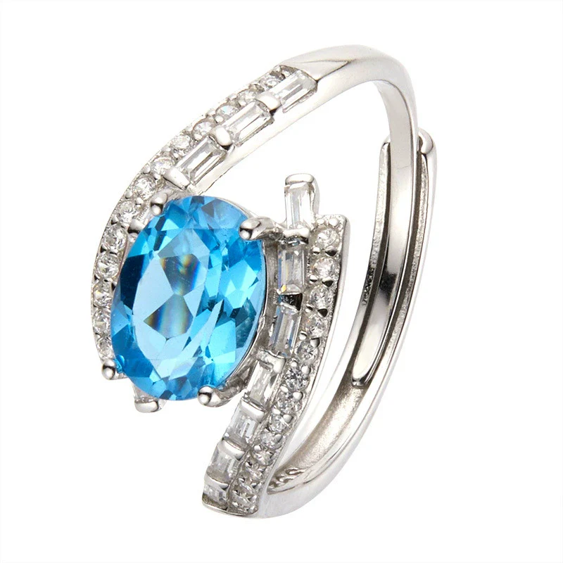 Wholesale Women's Crystal S925 Sterling Silver Ring With Crown And Wave Patterns Light Luxury Style - Image 5