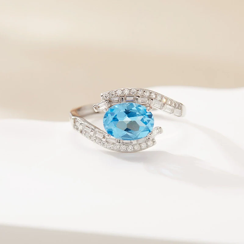 Wholesale Women's Crystal S925 Sterling Silver Ring With Crown And Wave Patterns Light Luxury Style - Image 6