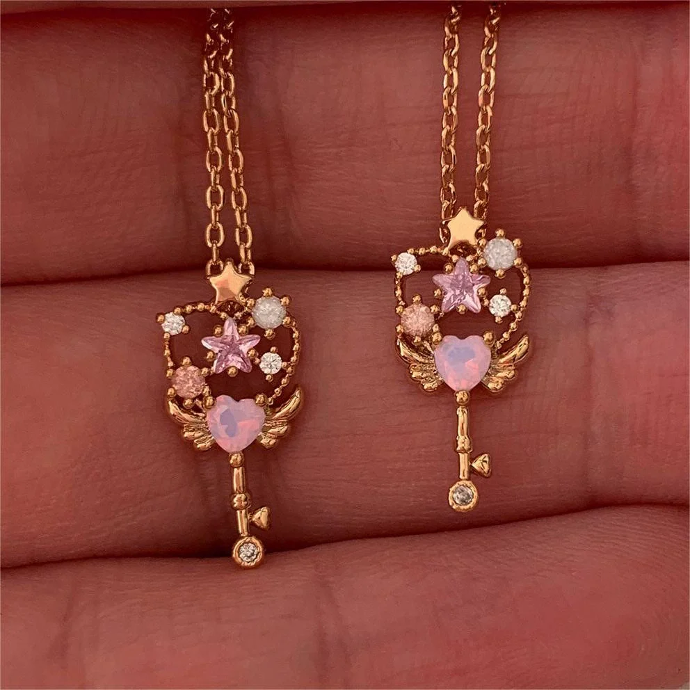 Wholesale Women's Cute Copper Electroplated Ushaped Key Pendant Ochain Necklace - Image 4