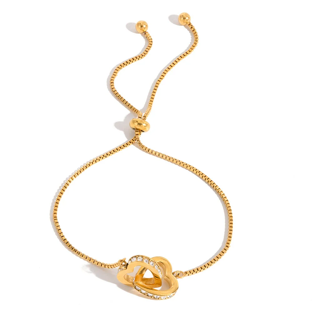 Wholesale Women's Cute Geometric And Heartshaped Electroplated Stainless Steel Bracelet - Image 5