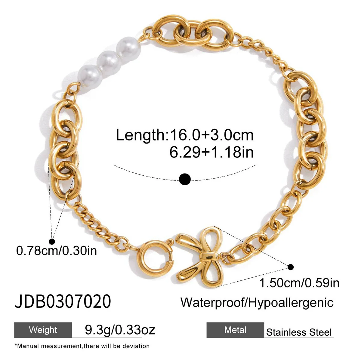 Wholesale Women's Cute Geometric And Heartshaped Electroplated Stainless Steel Bracelet - Image 7