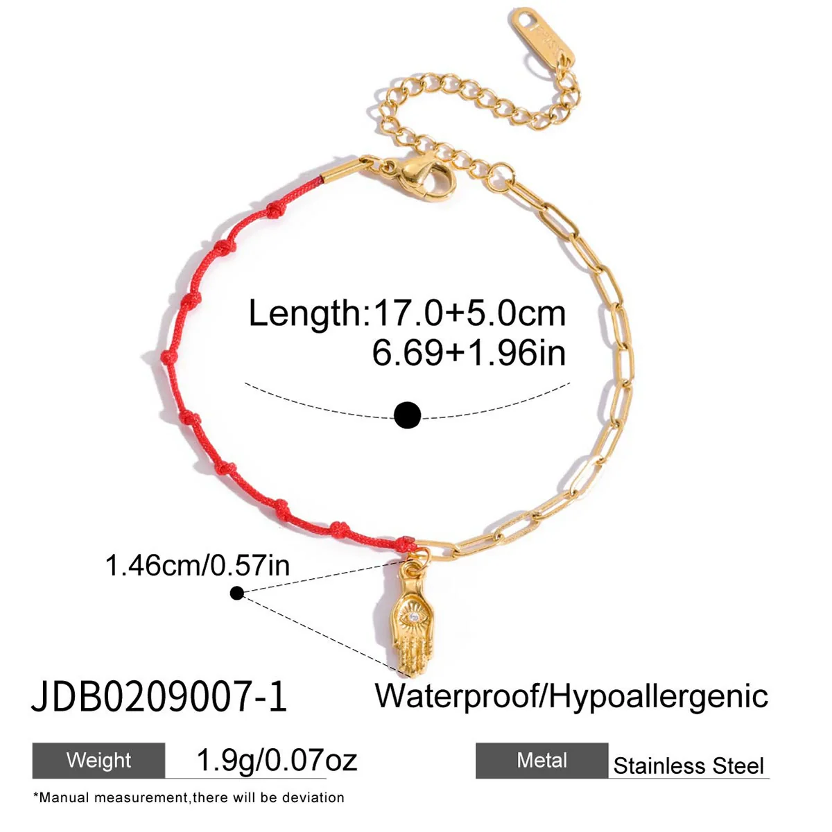 Wholesale Women's Cute Geometric Stainless Steel Electroplated Rhinestone Red Rope Bracelet Jewelry - Image 8