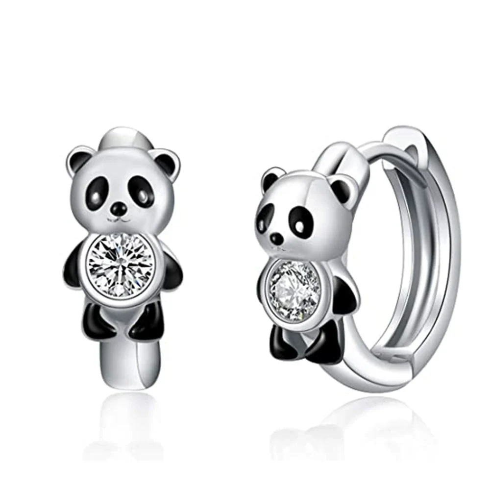 Wholesale Women's Cute Panda Ear Earrings Copper Animals Zodiac Dripping Glue