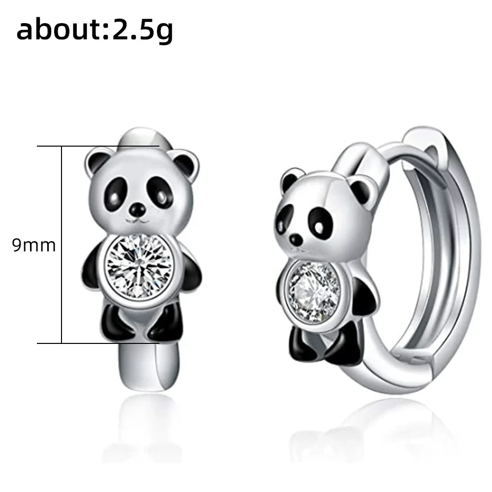 Wholesale Women's Cute Panda Ear Earrings Copper Animals Zodiac Dripping Glue - Image 5