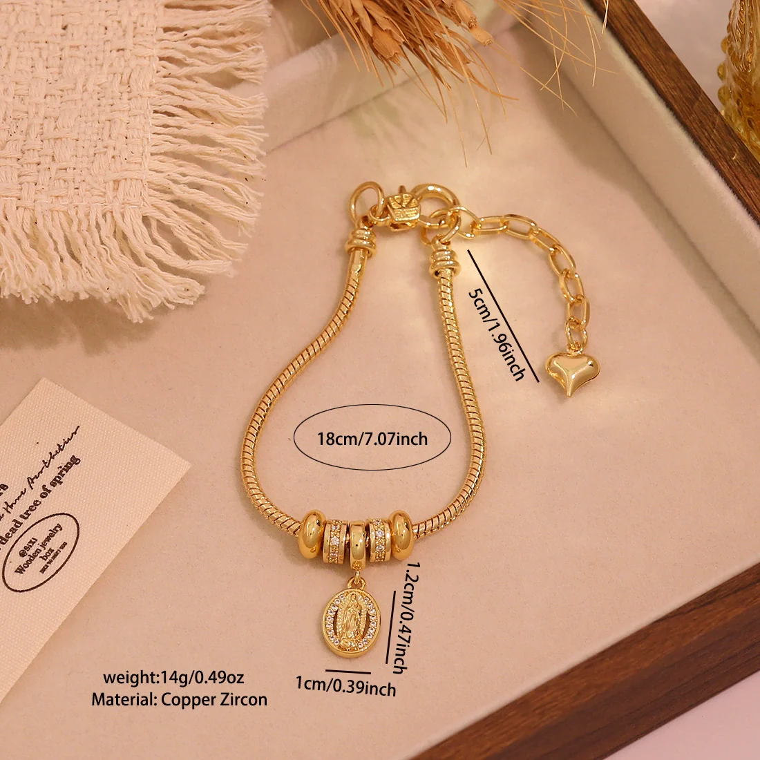 Wholesale Women's Cute Virgin Pendant Bracelet With Real Gold Plated Environmentally Friendly Copper Microinlay Jewelry Accessories - Image 8