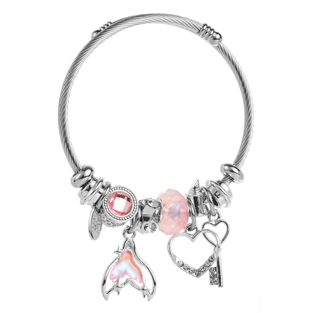 Wholesale Women's Diamond Elegant Fishtail Love Pendant Bracelet Made Of Alloy Stainless Steel - Image 5