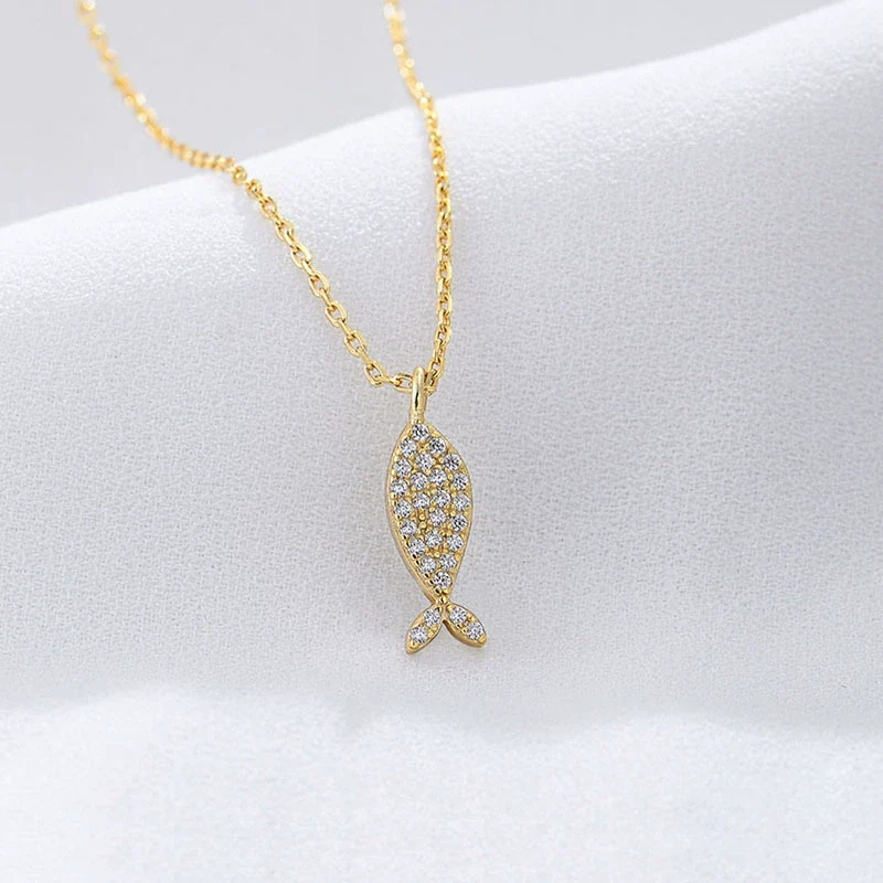 Wholesale Women's Diamondencrusted Animal Zodiac Fish Pendant Necklace In Sterling Silver With Cross Chain